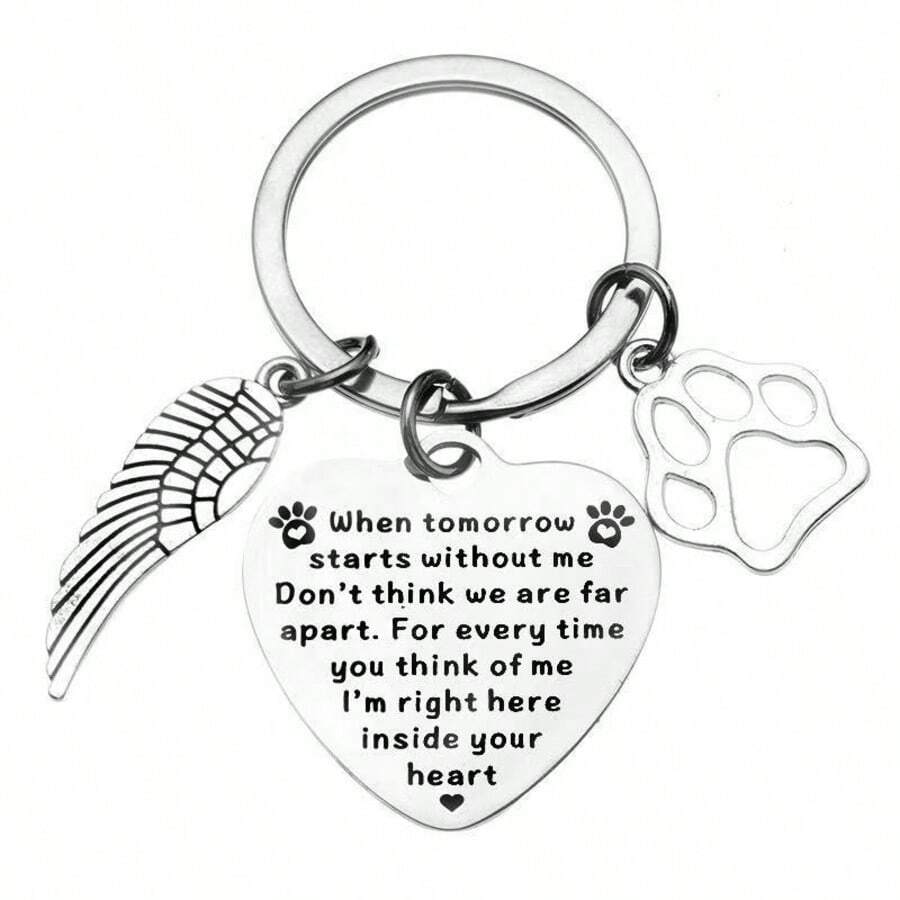 Premium Stainless Steel Engraved Keychain, Fashionable & Durable, Inspirational Text, Creative Personalized Inspirational Pendant, Simple & Versatile Style, Unisex, Suitable For Pet Lovers - Multicolor - View 1