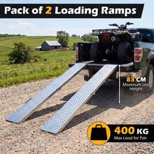 COSTWAY Folding Loading Ramps, 400 KG Capacity 2-Pack Multi-Use Ramps With Handles For Pickup Truck & Trailer, For Loading Motorcycle, ATV, Lawn Mower, Tractor & Small Vehicles, 180 X 22.5 Cm - Silver - View 6