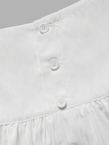 minisummer Woman Fall Elegant White Textured Maxi Skirt, High Waist Front Button Pleated Flowy A-Line Long Swing Skirt For Daily Holiday - White - View 4