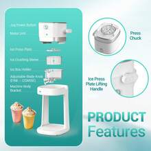 Shaved Ice Machine, With Adjustable Buttons, Electric Ice-Making Function, Capable Of Producing Delicious Fluffy Ice Cream, Snow Ice And Granular Crushed Ice. Suitable For Birthday Parties, As A Gift, It Is A Must-Have For Summer! Made Of PP Material - White - View 3