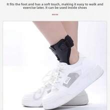 Adjustable Ankle Support Brace, Lightweight Breathable Stabilizer With Dual Buckles, Non-Slip Resin Foot Brace For Sports & Daily Use, Left Foot - Lined Buckle Style, Left Side - View 4