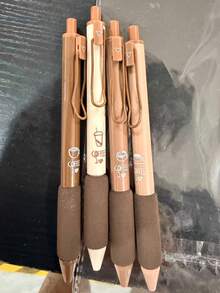 4支/組 咖啡主題快乾液墨凝膠筆，不暈染，觸感柔軟，適合筆記與繪圖，學校與辦公室用品，開學必備，適合作為教師禮物 - A - 查看 8
