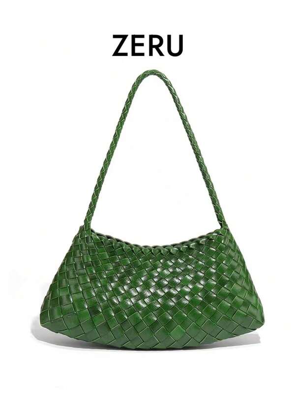 Handmade Woven Underarm Bag, New Versatile Casual Retro Vegetable Basket Style Tote Shoulder Bag For Women