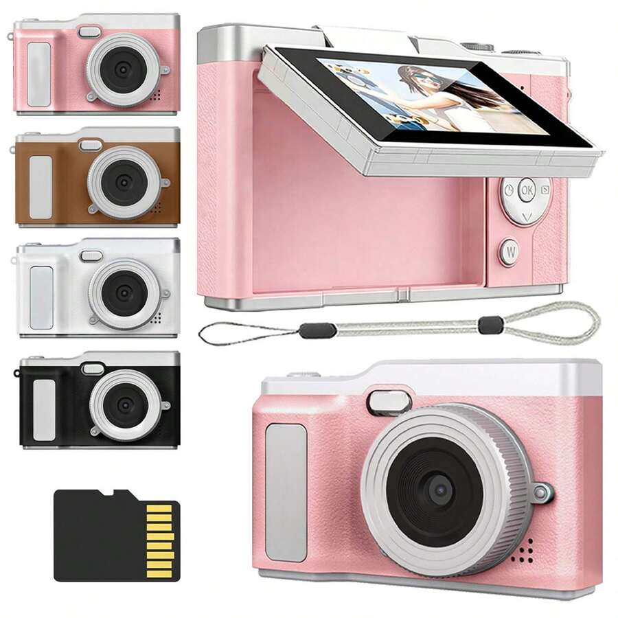 CCD Digital Camera,NEW 1080P Digital Camera For Photography Autofocus,Upgraded 48MP Digital Camera With 2.4" 180° Flip Screen,4X Zoom, Compact Travel Cameras For Beginners With 32GB Card,Compact Camera,A Great Gift For Boys & Girls,800mAh