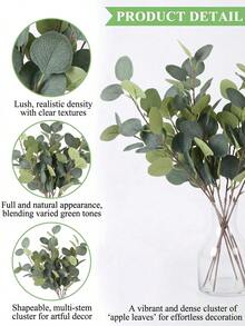 OBOVAY 1/6/10pcs Artificial Tall Green Eucalyptus Branches, Realistic Touch, Artificial Greenery, Bulk Artificial Plants, Suitable For Wedding Bouquets, Vase Arrangements, Home Desktop Decor, Office Farmhouse Greenery Decoration - Multicolor - View 6