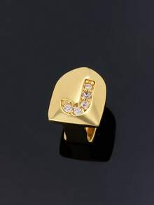 1pc Letter Zirconia Gold Tooth Cap Hip Hop Single Tooth Grill Personalized Versatile Side Tooth Decor Suitable For Men And Women - 26-letter Tooth Ornament - View 37