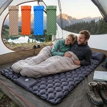 1pc Double Inflatable Sleeping Pad, Ultra-Light Fast Inflation Air Mattress, Camping Inflatable Sleeping Pad, Hiking Climbing Camping Inflatable Sleeping Pad, Outdoor Extra Large Double Bed - Multicolor - View 3