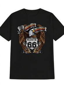 La camiseta  para hombre presenta un diseño vintage de mapa y escudo, perfecta para viajes por carretera y uso casual, lo que la convierte en un regalo conmemorativo retro ideal. - Negro - Ver 2