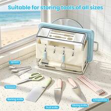 Knife Block Without Knives, With Sharpening Stone And Scissors Slot,Square Knives, Detachable Kitchen - Milky White - View 3