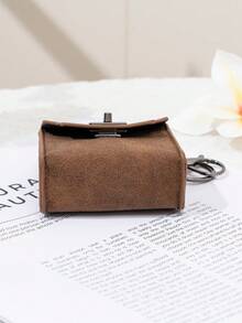 CHARM INFINITE Gantungan Kunci Tas Mini Vintage dengan Kunci Putar, Kotak Penyimpanan Earphone Kulit PU Portabel, Dompet Koin, Hiasan Tas Tangan - MultiWarna - View 6