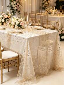 1pc Gold Foil Table Runner, Party Tablecloth, Birthday Table Runner, Birthday Party Supplies, Wedding Decor Tablecloth, Bridal Shower, Birthday Gift, Party Favor, 1st Birthday, Baby Shower, Gender Reveal Party, Home Room Decor, Kitchen Tablecloth - Broken Gold - View 9