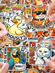 50 pièces Autocollants d'animaux du zoo à l'attitude impertinente, art pop américain de bande dessinée avec citations amusantes, décalcomanies idéales pour le journalisme, le scrapbooking, la bouteille d'eau, l'ordinateur portable DIY & les cadeaux de papeterie pour adolescents - 7*6*1 - Voir 3
