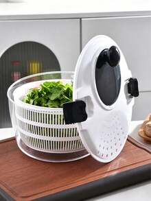 Manual Salad Spinner & Vegetable Dryer - Quick Lettuce Washer With Pump Mechanism For Home Kitchen, Ideal For Salads, Fruits & Leafy Greens Prep - One Size Fits All - View 6