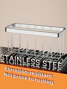 Stainless Steel Kitchen Storage Rack For Sponges, Dishcloths, Ginger, Garlic, And Scallions; A Drill-Free, Self-Draining Design That Is Waterproof And Moisture-Resistant-Easy To Install Without Damaging The Wall. - Multicolor - View 8