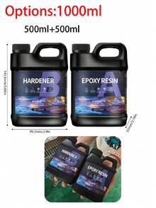 500ml/1000ml High Definition Epoxy Resin AB Glue Set Yellowing Resistant Fast Curing Low Shrinkage For Casting Coating Art DIY Craft Jewelry Wood Table Crystal Clear Epoxy Resin Kit - Black - View 12
