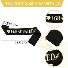 Graduate Sash - Graduation Sash 2026, Black And Gold Graduation Party Supplies, Class Of 2026 Grad Sashes, Congratulations Grad Satin Sashes With Art - Black - View 7