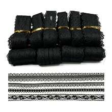 10M/Roll Black Lace Ribbon Set Floral Embroidery Lace Trim For Sewing DIY Craft Gothic Lingerie Dress Decoration Gift Wrapping Fabric Accessories - A-black - View 8