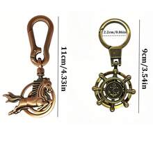 Retro Metal Pirate Ship Craft Sculpture Model Keychain, Suitable For Table Decoration, Car Keychain, Zinc Alloy Goldfish Mouth Keychain, Toy Keychain, Bag Pendant Gift - A - View 8