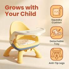 1 pieza Silla alta infantil multifuncional desmontable con almohadilla activada por sonido, ajuste de doble velocidad, bandeja extraíble, base estable antivuelco - Multicolor - Ver 7