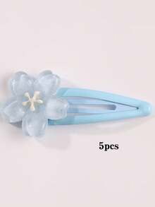 5pcs Cute Sweet Cherry Blossom Hair Clips For Women, Bangs Clips, Hair Accessories, Hairpins, Headwear (Cardboard Not Included) - Yellow - View 7