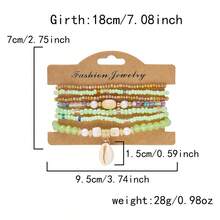 7pcs/1set Ocean Style Shell Pendant Bracelet Set, Multicolor Beaded Design, Bohemian Layered Versatile Women's Jewelry - Multicolor - View 4