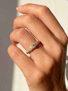 1pc Sparkling Starry Sky Zirconia Women's Ring, Engagement Ring, Valentine's Day Gift, Exquisite Jewelry Gift Suitable For Parties - Scattered Stars Ring - View 4