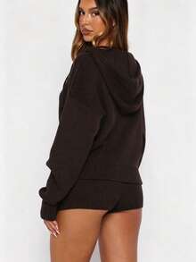 Women's Fashion Winter Knitted Zip-Up Cardigan Sweater, New Autumn/Winter Soft Gentle Style Loose Fit - Coffee Brown - View 3
