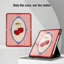 Pink Striped, Cherry And Other Pattern Painted Effect Tablet Protective Case, Built-In Pen Slot, With Stand, Suitable For Honor 8/9/10/X8/X8A/X9/X8Pro/X9Pro And Other Models, Compatible With Huawei MatePad Se 11 Inch/MatePad 11 Inch/11.5 Inch, MatePad Pro And Other Popular Models, Also Compatible With Xiaomi, Apple 10th/11th Generation 2025 (A16), Galaxy Tab A7/A9 And Other Popular Models - Style 12 - View 3