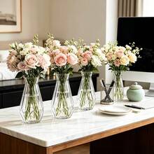 1/2/8/10pcs Elegant Minimalist Design Suitable For Wedding Home Desktop Windowsill And Restaurant Decoration High And Low Stem Multi-Pack Suitable For Flower Arrangement Centerpiece Daily Use Contemporary Geometric Pattern Clear Plastic Vase Living Room Home Decor Vase Dining Table Vase Christmas Decoration Vase - View 8