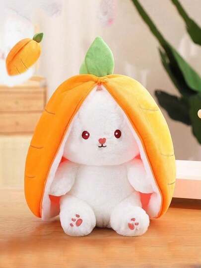 25/35cm Muñeco de peluche de conejo con fresa, muñeco de conejo de orejas grandes y lindas, muñecos de peluche de animales con diferentes frutas, conejo de peluche suave y esponjoso, almohada suave y cómoda, regalo para ocasiones especiales