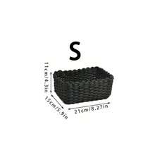 3 件（S+M+L）/套手工编织储物篮，纸绳材料整理篮，适用于客厅、卧室、橱柜、办公室、家居装饰、农舍装饰、节日礼物收纳，可重复使用的文具、衣服、玩具、化妆品、办公桌收纳盒，理想的礼品篮 - 黑色 - 查看 9