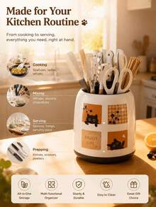 1 Piece Multifunctional Plastic Kitchen Knife Organizer, Tableware Spoon Tableware Storage Rack Fork Kitchen Dining Cartoon Household Kitchenware Storage Bedroom Kitchen Large-Capacity High-End Storage Bucket Shelf - View 8