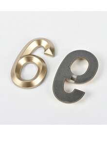 1pc 3D Matte ABS Digital Indicator Sign, Modern Style Pale Gold Geometric Shape, Self-Adhesive Back, No Drilling Required, Sun-Proof And Waterproof, Suitable For Office Doors, Conference Rooms, Office Buildings - House Number - View 3