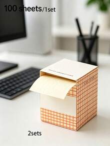 200 Sheets/2 Sets Korean Style Minimalist Small Box Pull-Out Sticky Notes, Roll Sticky Notes, Tear-Off Self-Adhesive, Back To School Season - Multicolor - View 8