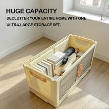 Extra Foldable Storage Cabinet With Lid And Wheels, 2/4/5 Tier Stackable Storage Cabinets, Dustproof Plastic Storage Bins With Doors, Organization & Storage Bins For Bedroom, Kitchen, Closet, Bathroom, Home, Office, Dorm - Local Warehouse - View 4