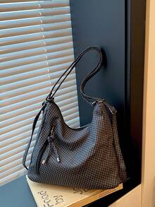 Mochila de gran capacidad estilo coreano, nueva bolsa bandolera de moda versátil para ir al trabajo, bolso de hombro tipo tote - Negro - Ver 7