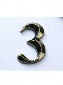 1pc 3D House ABS Digital Letter Classical Retro Copper Geometric Shape Self-Adhesive No-Drill Sunproof Waterproof Number Sign Suitable For American Villa Entrance - House Number - View 7