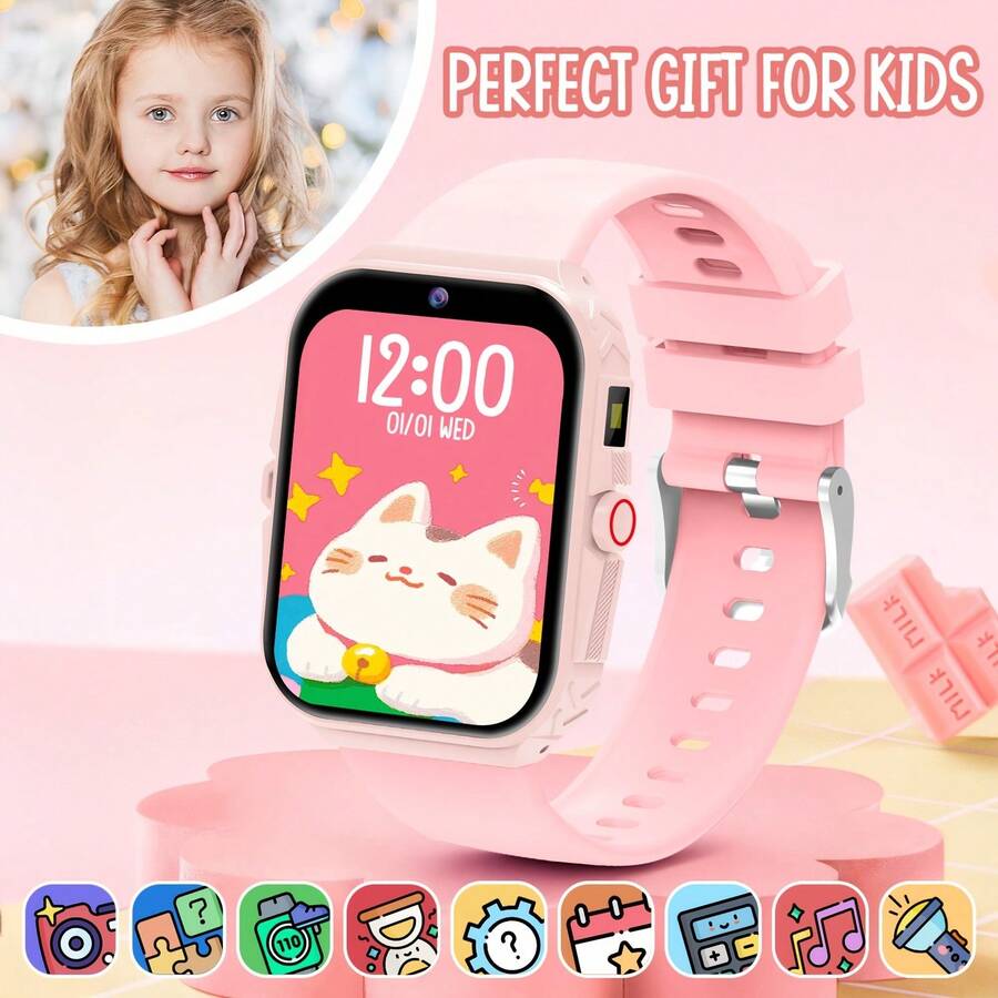 2026 New Kids Smart Watch, Kids Game Watch, Fun Games, 1.83-Inch Touch Screen, Pedometer, Camera, Flashlight, Sleep Monitoring, Alarm, Photo Album, Games, Calendar, Countdown, Calculator, Stopwatch, Flashlight - View 1