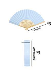 1/3/9/12/15/30/60pcs Exquisite Fan Set, Includes Thank You Cards And Gift Bags, Bride Bamboo Handheld Folding Fan, Suitable As Gift, Wedding Favor, Marriage, Bridesmaid Gift And Wedding Decoration, Wedding Decoration, Bachelorette Party, Birthday, Bride-To-Be, Perfect Choice For Parties And Events, Also A Perfect Summer Accessory - Blue - View 11