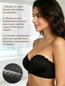 QMHWYA Set Of 3 Bra With Front Zipper, Ruffled Edge And Lightweight Quilt With Push-Up Effect For Women, Built-In Non-Slip Straps, Suitable For Daily Use. - Multicolor - View 5
