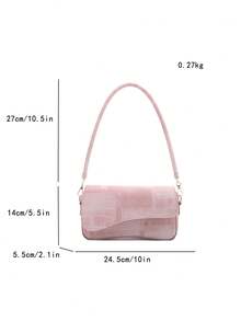 Fashion Denim Texture Solid Color Asymmetrical Flap Vintage Minimalist Elegant Shoulder Bag - Pink - View 9