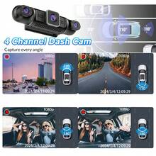 360° 4 Channel 1080P HD WiFi Car Dash Cam Front And Rear Left Right Car Camera - A - View 8