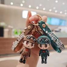 1pc Cartoon Soldier Figurine Keychain, Realistic Standing Soldier Model Key Ring, Portable Bag Chain, Daily Commute Personalized Decoration, Party Small Gift - Multicolor - View 5