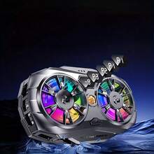 Dual Turbo Phone Cooler For Mobile Gamers & Streamers, Cool Design With RGB Lighting For Atmosphere, USB-C Phone Cooler With Real-Time Display, Semiconductor Back Clip, Quiet Gaming Cooling Fan, Fast Cooling, Telescopic Back Clip, Essential For Streaming, Work, Bloggers, Mobile Gaming, And Video Streaming - Black - View 10