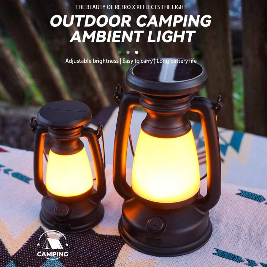 1PC Solar Flame Lamp Hemp Rope Dual-Charging Portable Decorative Light For Outdoor Camping Courtyard - Camping Lights - View 1