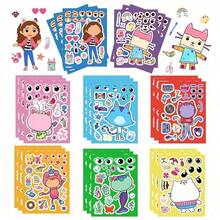 1套/8件 Gabby's Dollhouse 拼圖貼紙，卡通動畫，可愛拼圖玩具，裝飾貼紙，自黏式，新年禮物，情人節禮物，復活節禮物 - 彩色 - 查看 4