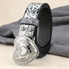 1pc Romantic Heart-Shaped Buckle, Punk Style Embossed Belt, Suitable For Valentine's Day Gift - Multicolor - View 2