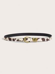 1pc Women's Belt, Cowboy/Cowgirl Western Style BOHO Belt, Y2K Sexy Retro Streetwear Punk Cow Print Vintage Gold Multi-Ring Buckle Belt, Suitable For Pants, Parties, Music Festivals, Holiday Gifts - Bronze Three-ring Ring - View 4
