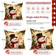 4pcs/1pc Santa Claus And Snowman Pattern Pillowcase Without Insert, Single-Sided Printed Pillowcase, Suitable For Living Room Bedroom Home Decor, All-Season Pillowcase - Multicolor - View 3