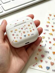 1pc Macaron Colorful Heart Decorative Sticker, Mini Heart With Small Bow And Arrow & LOVE English Text, Suitable For Earphone Case, Phone Case, Instant Camera, Tumbler Decoration. Light Color Palette, Fresh And Energetic, Highly Attractive Handmade Decorative Sticker - 1pc YT6714 - View 3